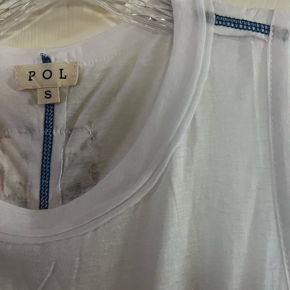 POL-women’s NWOT White Tank Top with Blue Pocket Detail Size S - Picture 5 of 9